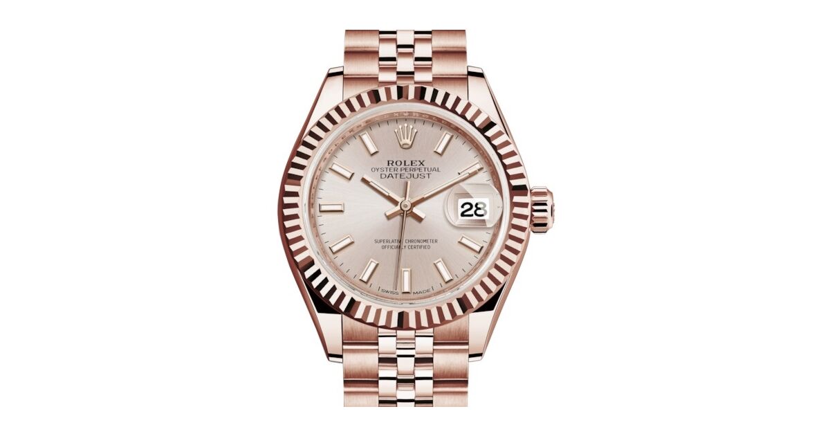 Rolex Datejust 28 279175 Sundust Index Fluted Bezel Rose