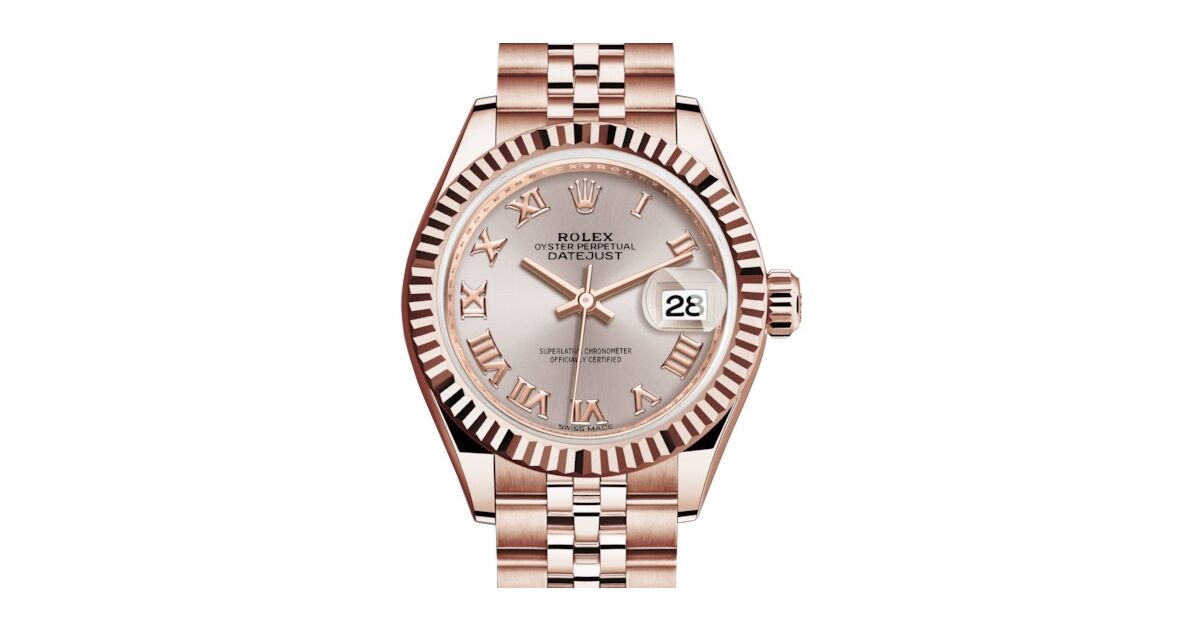 Rolex Datejust 28 279175 Sundust Roman Fluted Bezel Rose