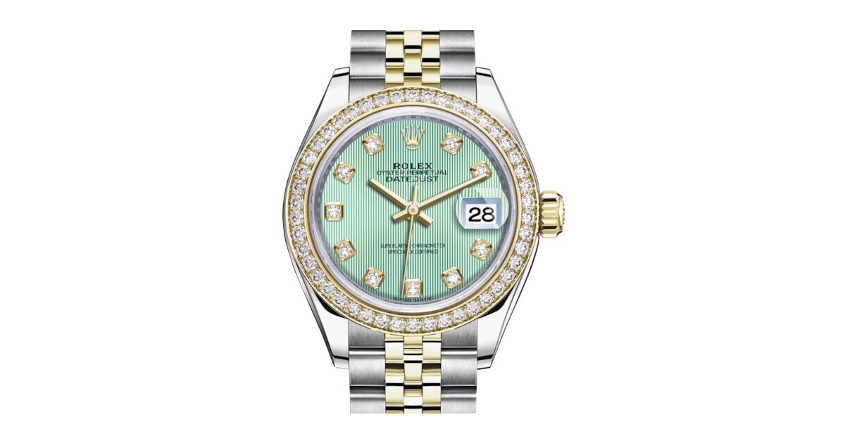 口コミ サイト 商品 Rolex Lady Diamond Green Mint Gold/Steel Yellow 28 Datejust 時計