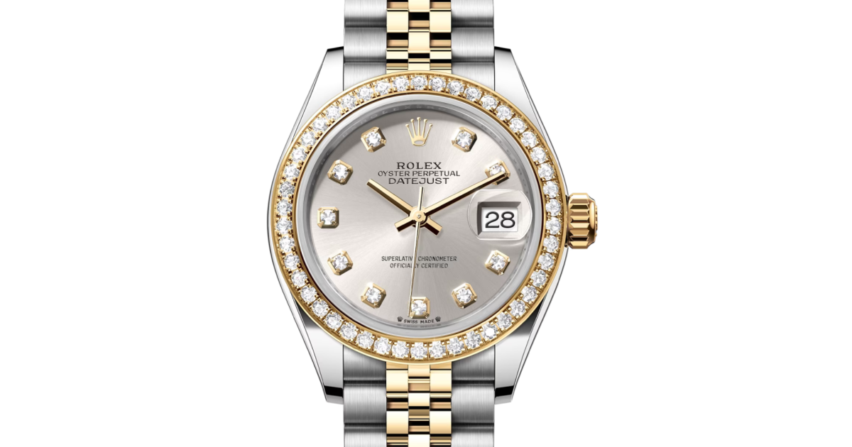 Rolex Lady Datejust 28 Yellow Gold/Steel Silver Diamond Dial Rolex Lady Datejust 28 Yellow Gold/Steel Silver Diamond Dial