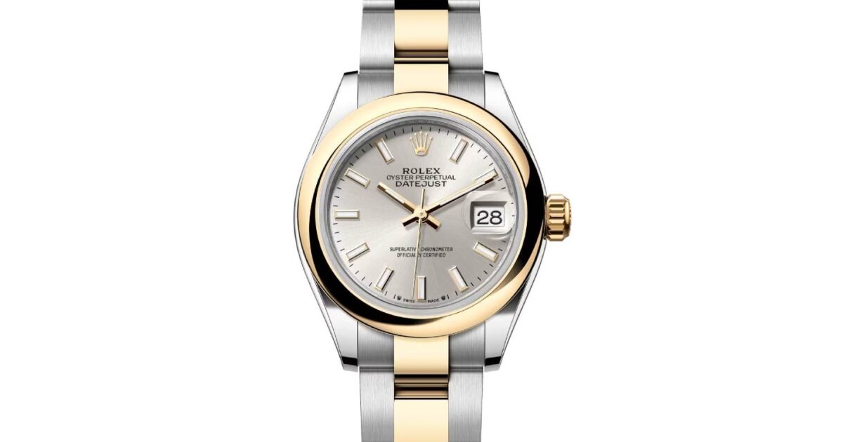 Rolex Datejust 28 279163 Silver Index Domed Bezel Yellow