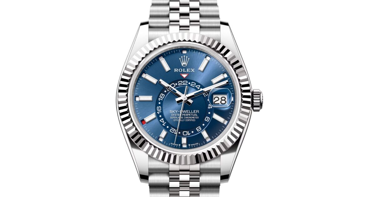 Rolex Sky-Dweller Rose Gold Blue-Green Index Dial Jubilee