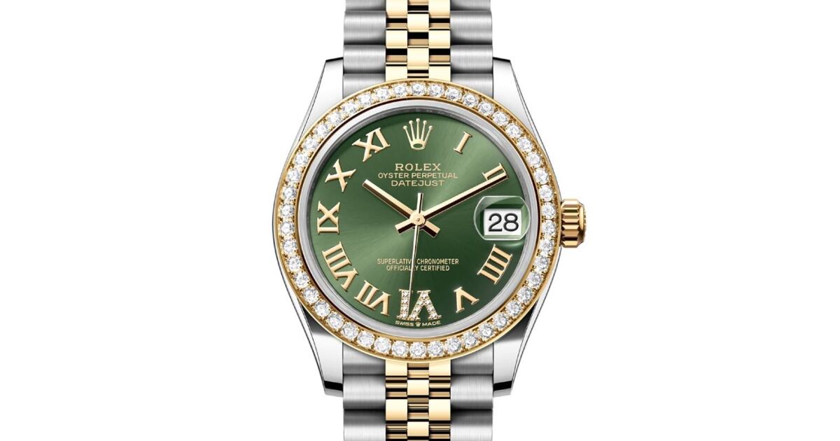 Rolex Datejust 31 Yellow Gold/Steel Olive Green Roman Dial & Diamond Bezel  Jubilee Bracelet 278383RBR - BRAND NEW