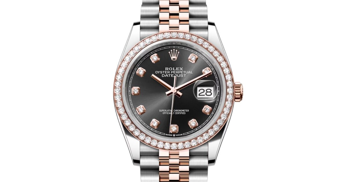 Rolex Datejust 36 Rose Gold/Steel Bright Black Diamond Dial