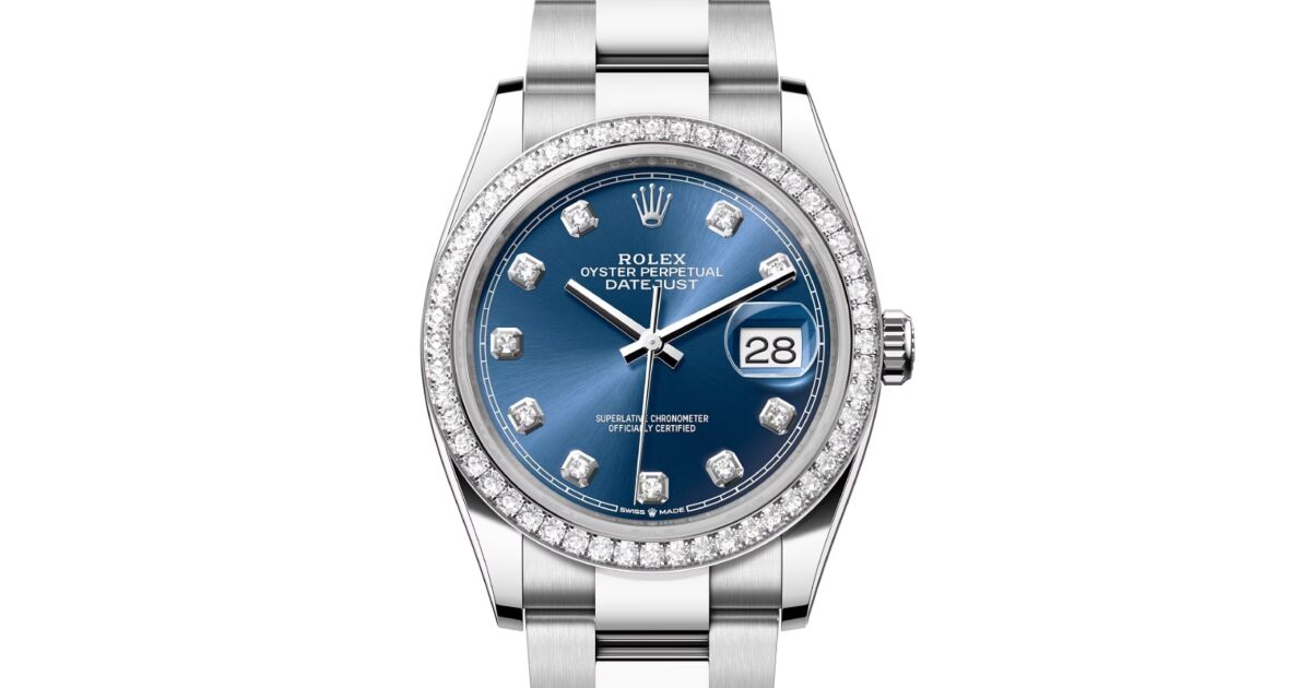Rolex Datejust 36 White Gold/Steel Bright Blue Diamond Dial & Diamond Bezel  Oyster Bracelet 126284RBR - BRAND NEW