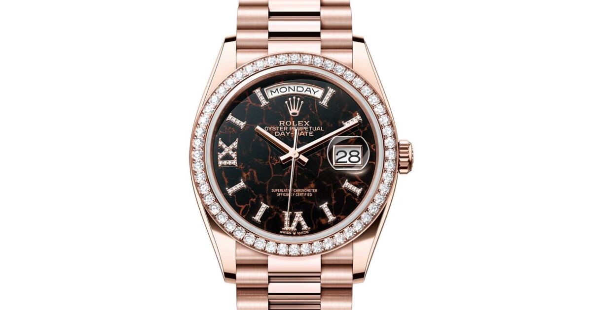 品多く Day-Date Rolex 36 Dial Eisenkiesel Gold Rose President 香水(ユニセックス)