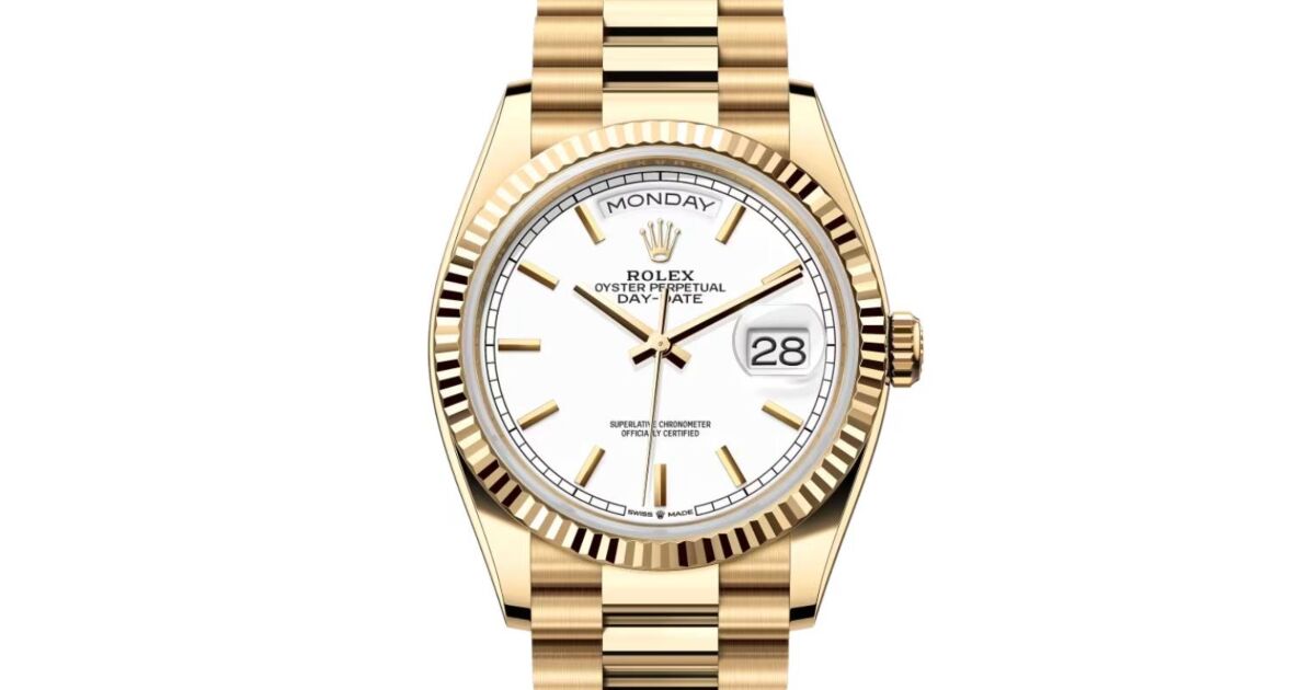 Rolex Day-Date 36 Yellow Gold White Index Dial & Fluted