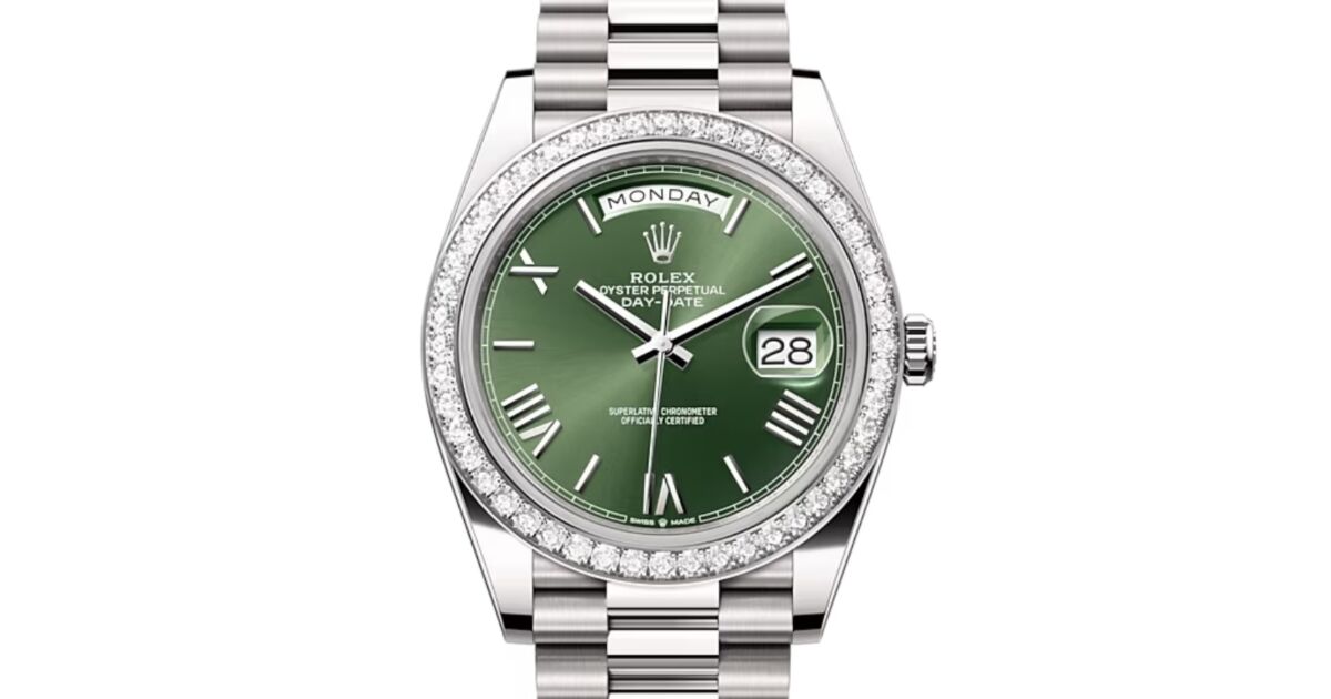 Rolex day date white gold green dial cheap