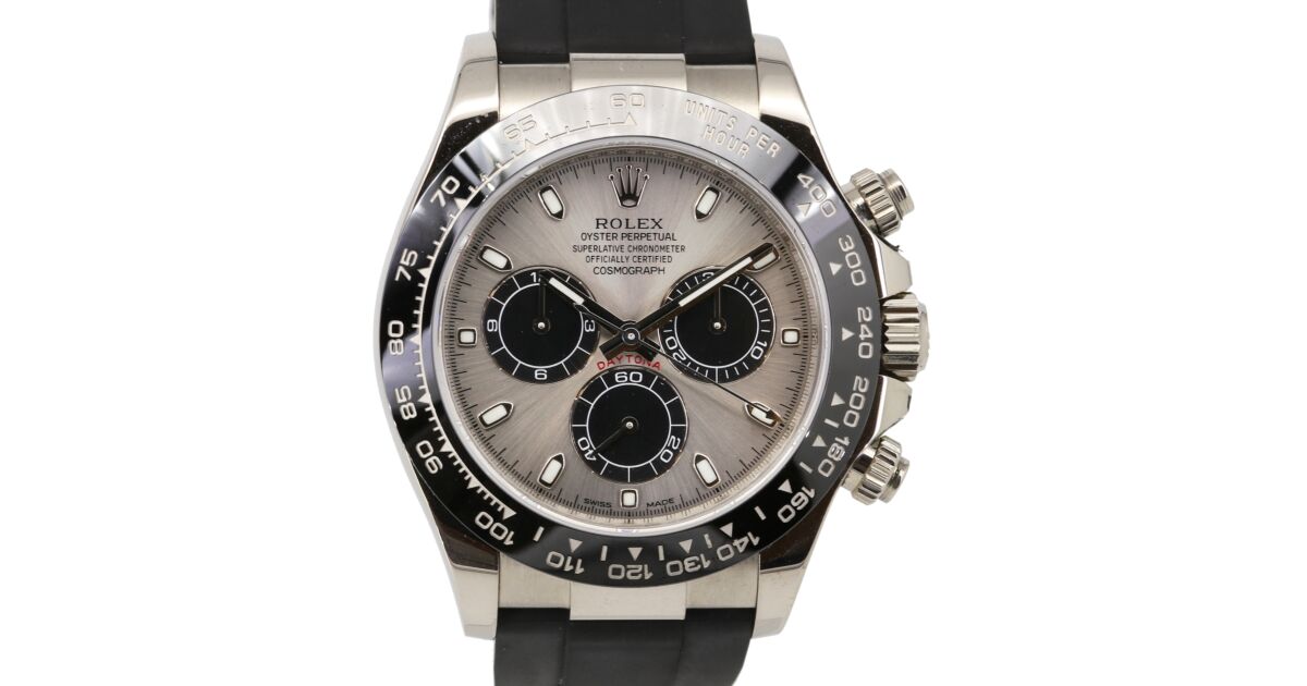 Rolex Daytona White Gold Steel Black Dial Oysterflex Rubber Bracelet 116519LN PRE OWNED