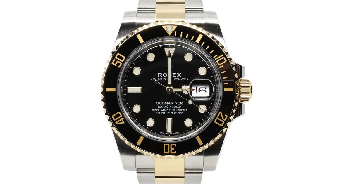 Rolex Submariner Date Yellow Gold Steel Black Dial Ceramic Bezel Oyster Bracelet 116613LN PRE OWNED