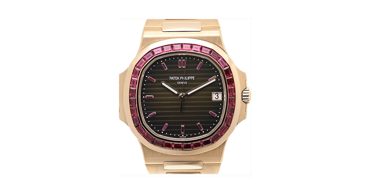 Patek Philippe Nautilus Rose Gold Brown Ruby Dial 40mm Ruby Bezel 5723 112R 001 BRAND NEW