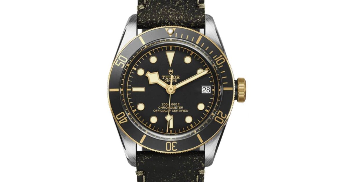 Tudor Black Bay Date S G Stainless Steel 41mm Black Dial Leather Strap 79733N 0007 Brand New