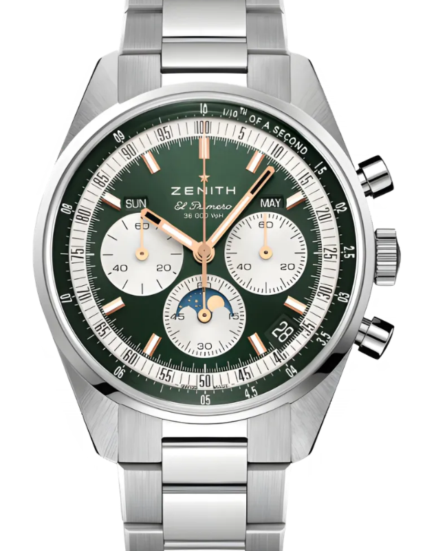 Zenith Chronomaster Original Triple Calendar Steel 38mm Olive-Green Dial 03.3400.3610/40.M3200 - BRAND NEW