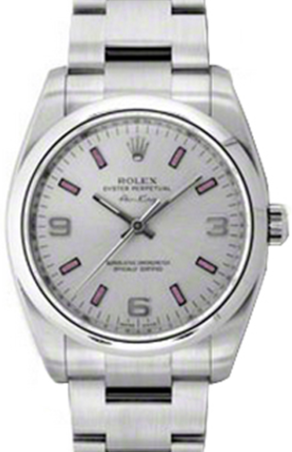 Rolex Oyster Perpetual 34 Stainless Steel Silver Arabic / Index Dial & Smooth Bezel Oyster Bracelet 114200