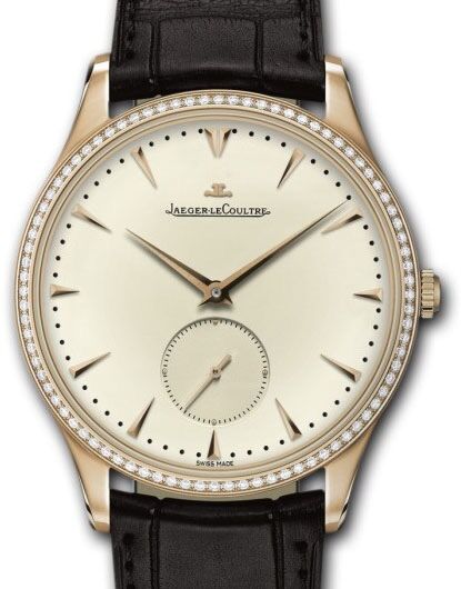 Jaeger-LeCoultre Calibre 896 Master Ultra Thin Small Second 1352502 Eggshell Beige Index Diamond Bezel Rose Gold Leather 40mm Automatic BRAND NEW