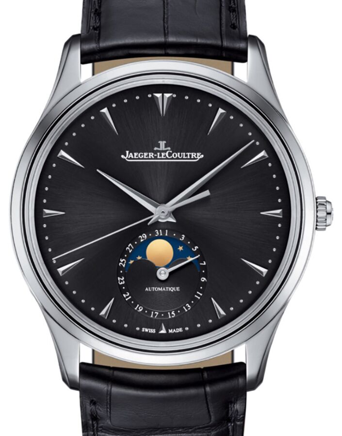 Jaeger-LeCoultre Calibre 925/1 Master Ultra Thin Moon 1368470 Black Index Stainless Steel Leather 39mm Automatic BRAND NEW
