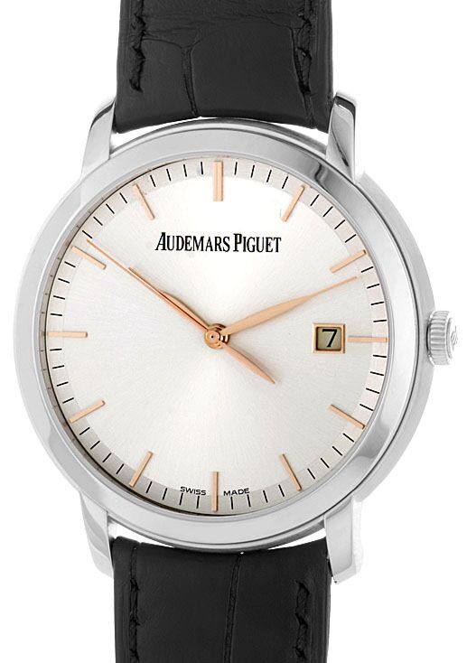 Audemars Piguet 15170BC.OO.A002CR.01 Jules Audemars Selfwinding 39mm Silver Index White Gold Leather BRAND NEW