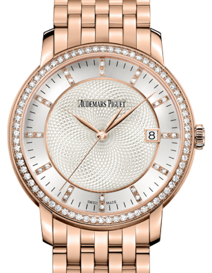 Audemars Piguet 15173OR.ZZ.1270OR.01 Jules Audemars Selfwinding 39mm Silver Guilloche Index Diamond Set Rose Gold BRAND NEW