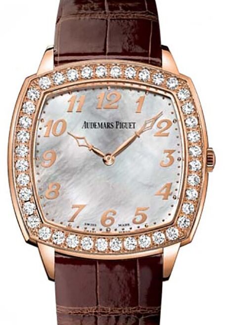 Audemars Piguet 15337OR.ZZ.A810CR.01 Tradition Extra-Thin 41mm White Mother of Pearl Arabic Diamond Bezel Rose Gold Leather BRAND NEW