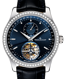Jaeger-LeCoultre Calibre 978B Master Ultra Thin Tourbillon 1563480 Blue Index Diamond Bezel White Gold Leather 41.5mm Automatic BRAND NEW
