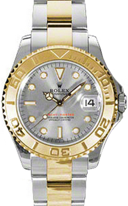 Rolex Yacht-Master 35 Platinum Dial Yellow Gold Bezel Yellow Gold Stainless Steel Oyster 168623  - BRAND NEW