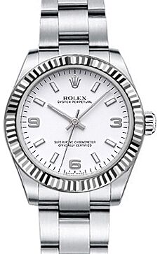 Rolex Oyster Perpetual 31 Ladies Midsize White Gold/Steel White Arabic / Index Dial Fluted Bezel & Oyster Bracelet 177234 - BRAND NEW