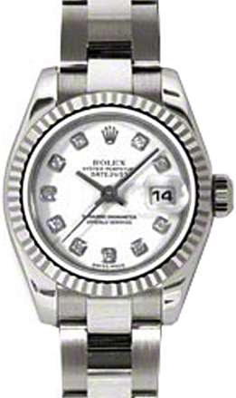 Rolex Lady-Datejust 26 179179-WHTDO White Diamond Fluted White Gold Oyster - BRAND NEW