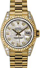 Rolex Lady-Datejust 26 179238-METDP Meteorite Diamond Dial Diamond Set Fluted Yellow Gold President - BRAND NEW