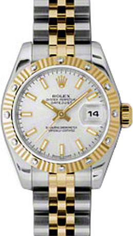 Rolex Lady-Datejust 26 179313-WHTSJ White Index Fluted Diamond Yellow Gold Stainless Steel Jubilee - BRAND NEW