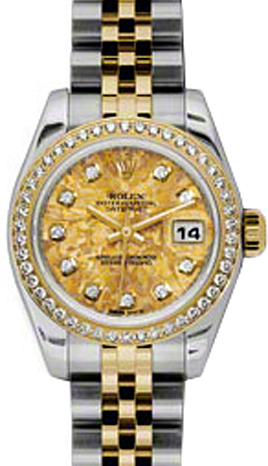 Rolex Lady-Datejust 26 179383-YGCDJ Yellow Gold Crystal Diamond Dial Diamond Bezel Yellow Gold Stainless Steel Jubilee - BRAND NEW