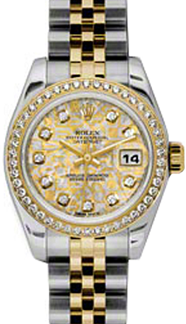 Rolex Lady-Datejust 26 179383-YGGJDJ Yellow Gold & Grey Jubilee Crystal Dial with Diamonds Dial Diamond Bezel Yellow Gold Stainless Steel Jubilee - BRAND NEW