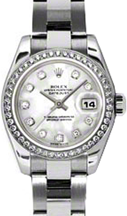 Rolex Lady-Datejust 26 179384-MOPDO White Mother of Pearl Diamond Dial Diamond Bezel Stainless Steel Oyster - BRAND NEW