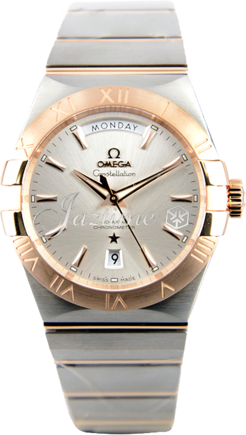 OMEGA 123.20.38.22.02.001 CONSTELLATION CO-AXIAL DAY-DATE 38mm STEEL AND RED GOLD BRAND NEW
