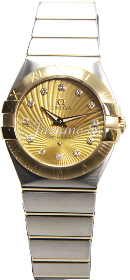Omega Constellation Quartz 123.20.27.60.58.001 27mm Champagne Diamond Yellow Gold Stainless Steel BRAND NEW