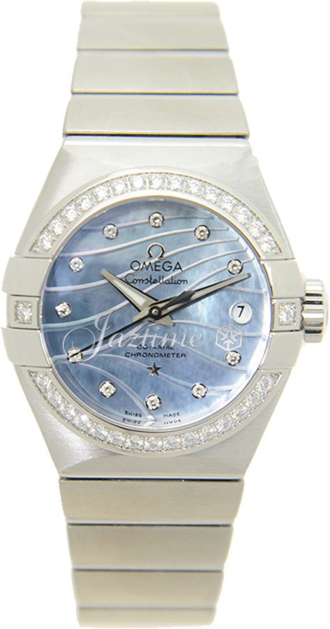 Omega Constellation Co-Axial 123.15.27.20.57.001 27mm Blue Mother of Pearl Diamond Stainless Steel - BRAND NEW