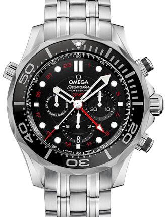 Omega Seamaster Diver 300M Co-Axial Chronometer GMT Chronograph 44mm Stainless Steel Black Dial Bracelet 212.30.44.52.01.001 - BRAND NEW