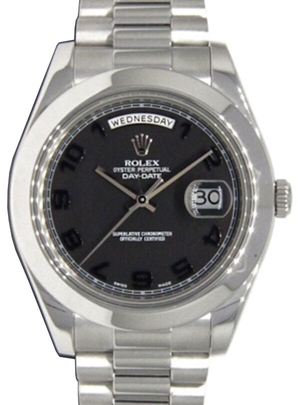Rolex Day-Date II Platinum President  41mm Black Arabic Concentric Circle 218206