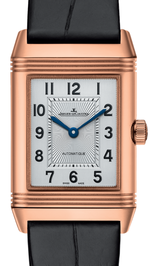 Jaeger-LeCoultre Calibre 968A Reverso Classic Medium Duetto 2572420 Silver / Black Guilloche Rose Gold Leather 40.1 x 24.4mm Automatic BRAND NEW