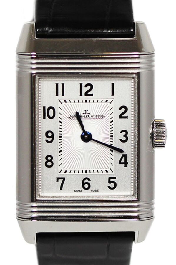 Jaeger-LeCoultre Calibre 657 Reverso Classic Small 2618430 Silver Guilloche Stainless Steel Leather 34.2 x 21mm Quartz BRAND NEW