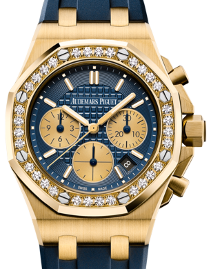 Audemars Piguet Offshore Chronograph 37mm Yellow Gold Blue Dial Diamond Bezel 26231BA.ZZ.D027CA.01