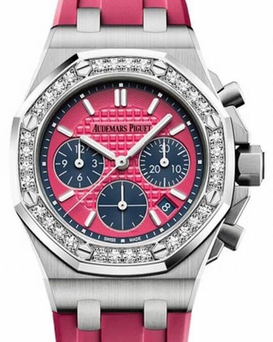Audemars Piguet Royal Oak Offshore Selfwinding Chronograph Stainless Steel 37mm Pink Index Diamond Bezel Rubber Strap 26231ST.ZZ.D069CA.01 - BRAND NEW