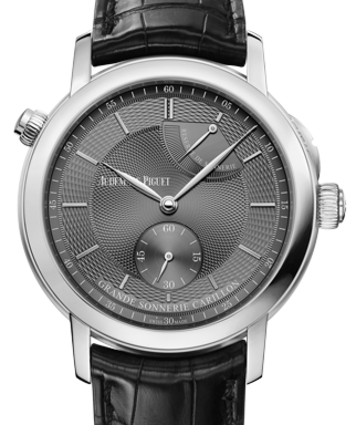 Audemars Piguet 26344PT.OO.D002CR.03 Jules Audemars Grande Sonnerie Carillon 39mm Slate Grey Guilloche Index Platinum Leather BRAND NEW