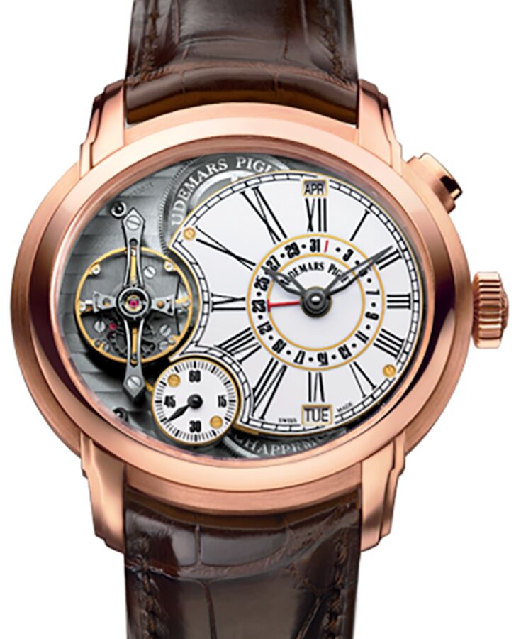 Audemars Piguet 26371OR.OO.D803CR.01 Millenary Millenary Minute Repeater 47mm White Enamel Roman Rose Gold Leather BRAND NEW