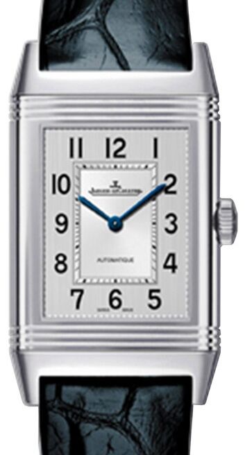 Jaeger-LeCoultre Calibre 844 Reverso Classic Small Duetto 2668430 Silver / Black Guilloche Stainless Steel Leather 34.2 x 21mm Manual-Winding BRAND NEW
