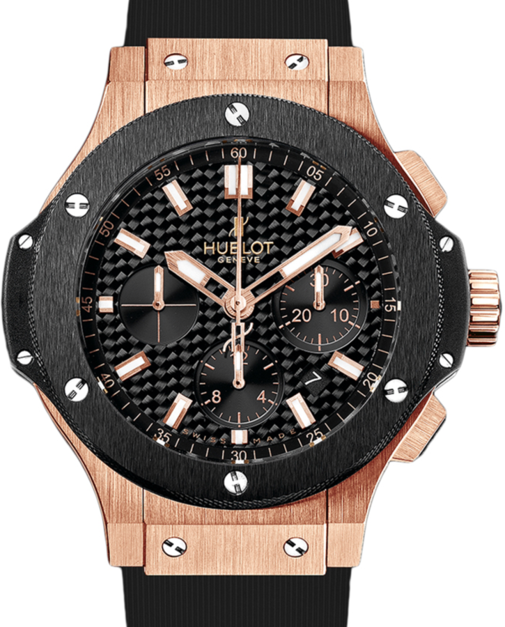 Hublot Big Bang Original Chronograph Gold Ceramic 44mm Black Carbon Fibre Dial Rubber Strap 301.PM.1780.RX - BRAND NEW