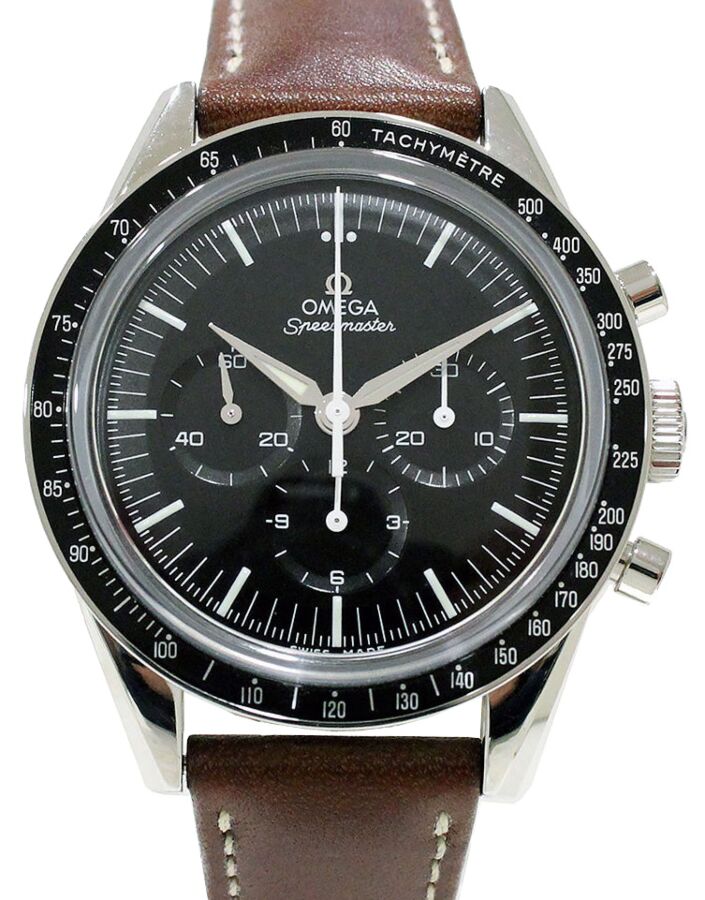 Omega Speedmaster Heritage Anniversary Series Chronograph 39.7mm "First Omega in Space" Stainless Steel Black Dial Leather Strap 311.32.40.30.01.001 - BRAND NEW