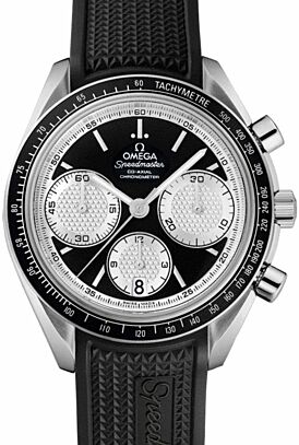 Omega 326.32.40.50.01.002 Speedmaster Racing Co-Axial Chronograph 40mm Black White Index Stainless Steel Rubber BRAND NEW
