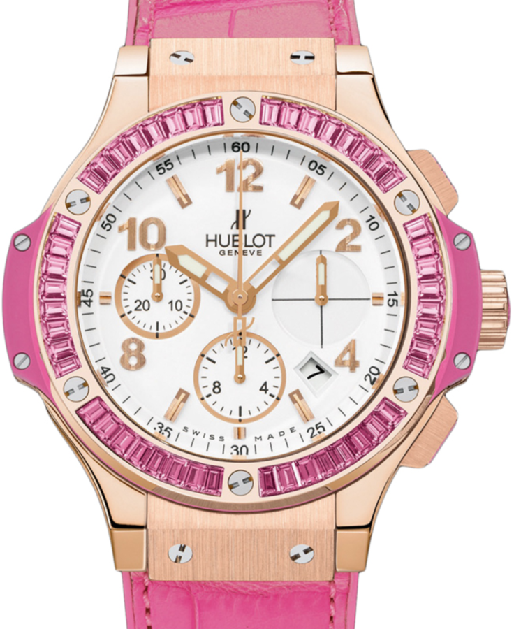 Hublot Tutti Frutti 341.PP.2010.LR.1933 White Arabic Pink Sapphire Bezel Rose Gold &amp; Pink Leather 41mm BRAND NEW