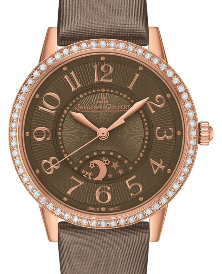 Jaeger-LeCoultre Calibre 898A/1 Rendez-Vous Night &amp; Day 344242J Chocolate Guilloche Arabic Diamond Bezel Rose Gold Leather 34mm Automatic BRAND NEW