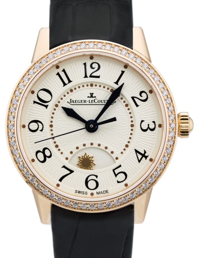 Jaeger-LeCoultre Calibre 967A Rendez-Vous Night &amp; Day 3462421 Diamond Bezel Silvered Guilloche Arabic Rose Gold Leather 29mm Automatic BRAND NEW
